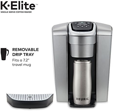 Mãe de cafeteira Keurig K-Elite, Single Serve K-Cup POD Cafeter Brewer, com capacidade de café gelado, Prata escovada