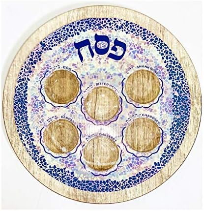 Judaica Place Mosaico de placa de sede da Páscoa descartável com revestimentos 11