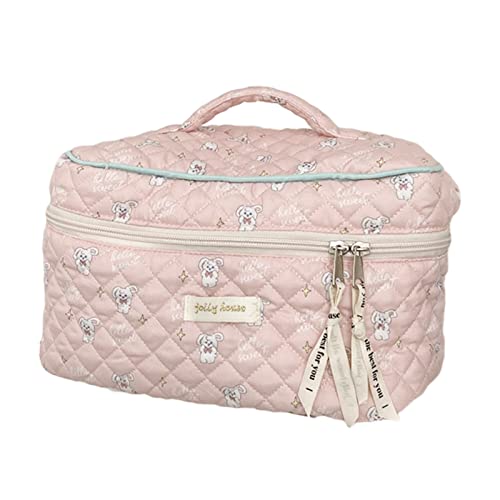 Estético kawaii fofo bolsa cosmética Travel Organizador de maquiagem de algodão com alça bolsa de higiene pessoal para mulheres