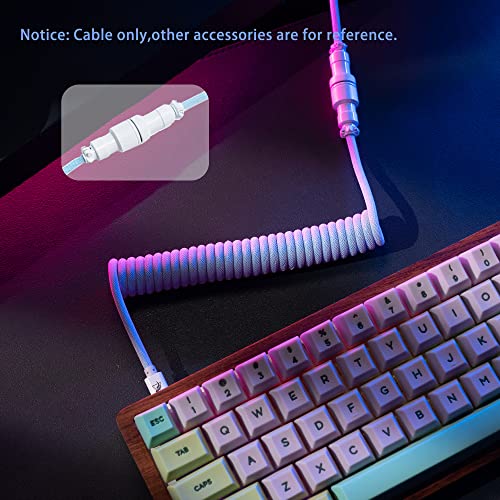 Formulamod Cabo de teclado em espiral de USB C para teclado mecânico, cabo de aviador USB tipo C para teclado, cabo de manga dupla