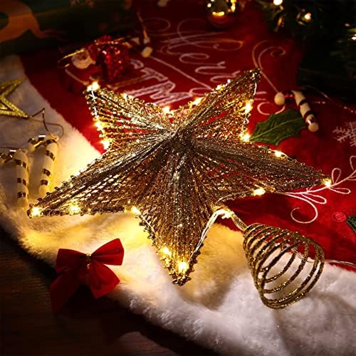 Toyvian Christmas Tree Topper Star- Glitter Star Tree Tree Lopper iluminado com arame LED Decorações de árvore de natal árvores de Natal decoração de festa de natal