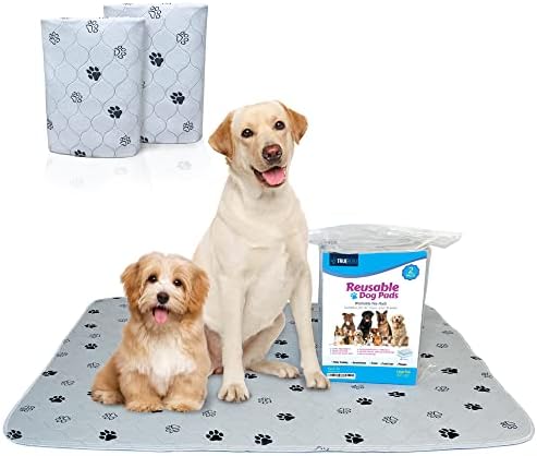 True Blou 2 -Pack Polas de cachorro grandes laváveis ​​com luva de limpeza - tapetes de cachorrinho extra -aquático, reutilizáveis,