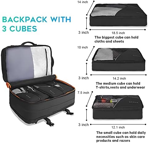 45L Continue a mochila, mochilas de viagem Weekender, bolsa expansível para homens e mulheres laptop de 17,3 polegadas