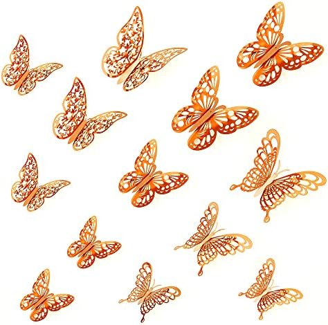 Adesivos de decoração de parede de borboleta 3D, pcores decorações de casa de borboleta fofas, adesivos removíveis de 72pcs