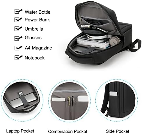 Fandare Laptop Backpack Business Daypacks Viaja uma mochila grande com a bolsa USB Charging Port College School Fits de