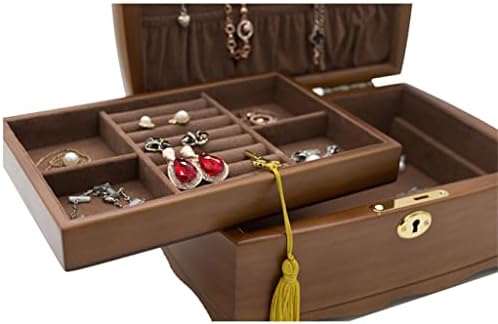 LDCHNH requintado requintado caixa de joias de joias de jóias de jóias de jóias de madeira européia com bloqueio