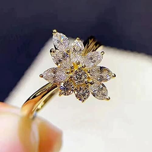 Casamento e anéis de noivado Moda Pequena ouro fresco criativo Flor Micro Conjunto de Zircon Ladies RNG Aniversário de joias