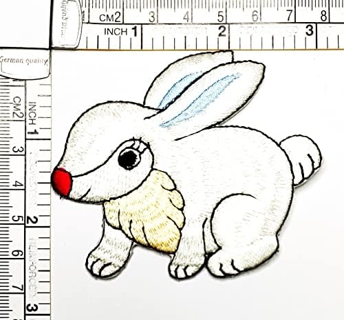 Kleenplus 2pcs. Ferro bordado de coelho branco em costura em manchas de manchas de moda de coelho desenhos animados adesivos
