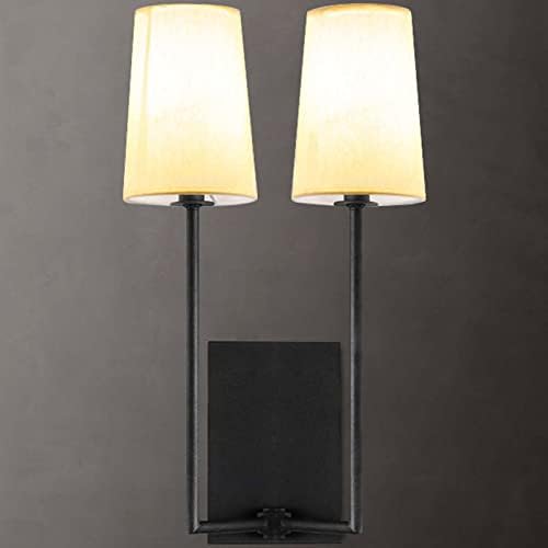Jynqr Cabeça de cabeça dupla arandelas de parede com lâmpadas de iluminação de cilindros cônicas para cilindro para a sala de estar