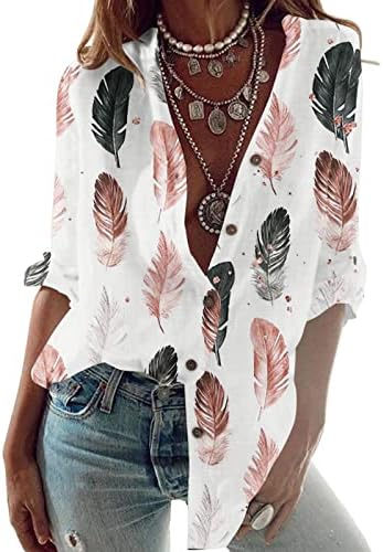 Camisas de beisebol de grandes dimensões para mulheres imprimindo botões de botão para baixo camisetas de túnica de botão de colarinho para camisetas para