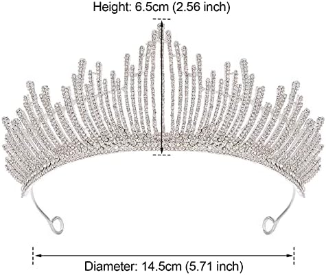 Aw Tiara de cristal de noiva e coroas para mulheres, bandeira da cabeça da rainha barroca para o concurso de aniversário do baile de casamento, acessórios de cabelo de Natal, prata