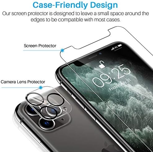 Lk 3 pacote iPhone 11 Protector de tela Pro Max & 3 Protetor de lente de pacote, vidro temperado de 9h, ferramenta de alinhamento à prova de arranhões, protetor de tela sem bolhas para iPhone 11 Pro Max, 6,5 polegadas, transparente