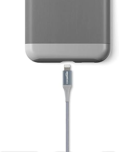 Basics Nylon USB-C para Lightning Cable, cabo de carregamento com certificação MFI para Apple iPhone 14 13 12 11 X XS Pro, Pro Max, Plus, iPad, 10.000 Bend Lifepan-Cinza escuro, 3 pés