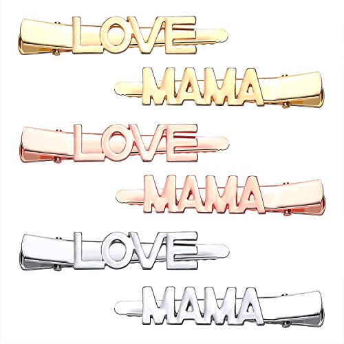 Clipes de cabelo do dia das mães Stromestone esmalte amor mama Carta Aligator Clipe de metal clipe brilhante Mama Hairpins