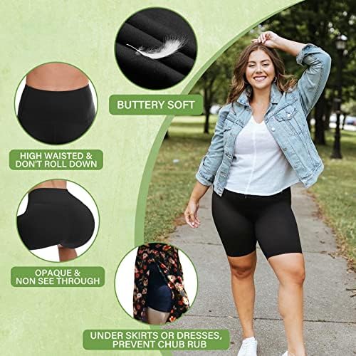 HltPro 3 pacote de shorts de bicicleta de tamanho grande com bolsos para mulheres - 8 de cintura alta shorts de bicicleta