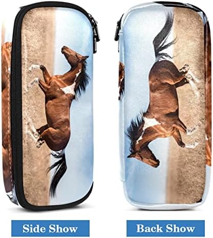 Escola Surpplies Grassland Running Horse Kids Lápis Case colorida bolsa de caneta portátil Girls Cosmetic Bag Organizer