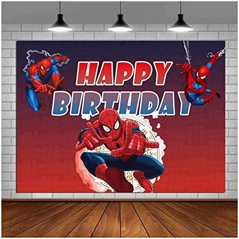 Superhero Spiderman Fotografia Caso -pano de Feliz Aniversário Foto Antecedentes Superhero Super City Cake Decor Banner Booth Props 5x3ft