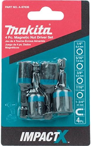 Makita A-97639 Impactx 4 pc 1-3/4 ″ Conjunto de driver de porca magnética