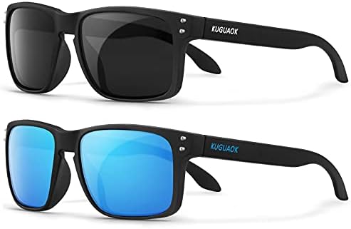 Óculos de sol quadrados polarizados de kuguaok para homens e mulheres fosco de acabamento de sol óculos de proteção UV óculos