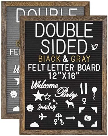 G Gamit Double -sudedent Letter Board 12 ”x16” com quadro vintage rústico, 1113 letras brancas e douradas, símbolos, emojis,