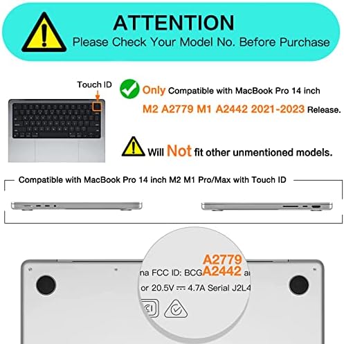 Mosis Compatível com MacBook Pro 14 polegadas Caso 2023 2022 2021 Release M2 A2779 A2442 M1 PRO/MAX CHIP com ID de toque,