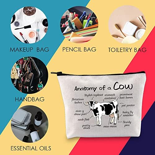 Bolsa de maquiagem cosmética de vaca Presente anatomia de uma bolsa de zíper de maquiagem de vaca para mulheres meninas