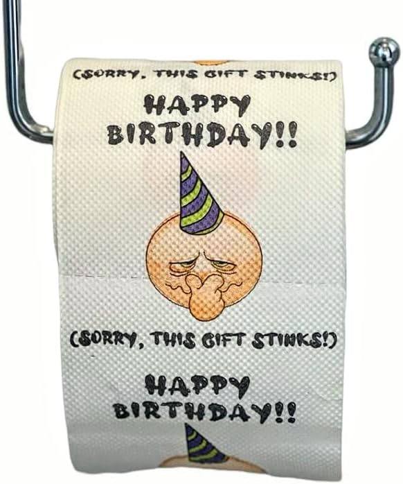Feliz Aniversário - Papel do banheiro engraçado - Presente engraçado - Roll loo impresso - Presente de aniversário de novidade