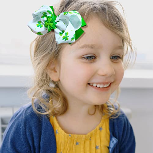 Dia de São Patrício Cabelo Grandes Arcos 2 Camadas Grostagrain Ribbon Bowknots Boutique Aligator Cabinete Irlanda Green Shamrock Acessórios