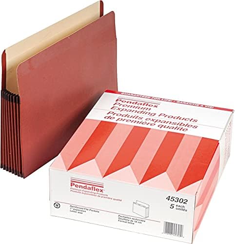 Bolsos de arquivo em expansão reforçada premium pendaflex 45302, corte reto, 1 bolso, letra, marrom