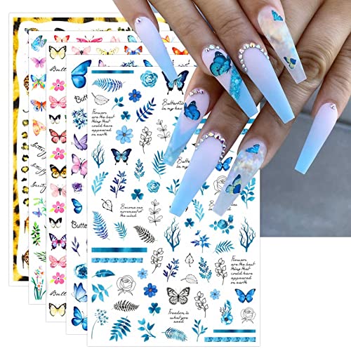 Jmeowio 9 lençóis Spring Butterfly Nail Art Sticks Decalques Auto-adesivo pegatinas uñas suprimentos de unhas de unhas de unha