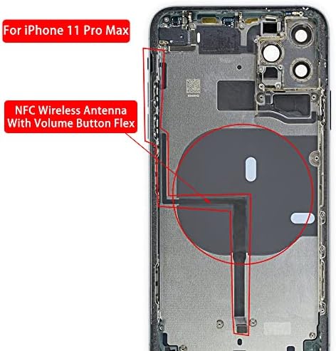 Antena de chip sem fio NFC para iPhone 11 Pro Max - Charagem Bobina de sinal Qi Pad com volume flexível e suporte de metal pré -instalado