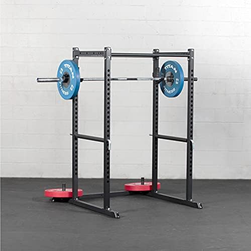 Titan Fitness T-2 Series Power Rack de 71 polegadas de altura, Joks J, barra de pull-up única, segurança, chifres de placa