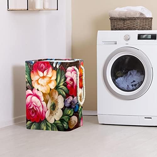 Lavanderia cesto de padrão foral colapsível lavanderia cestas de lavar roupa de roupa de lavar roupa de roupas para
