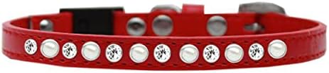 Mirage Pet Products 625-3 RD14 Pearl e Clear Jewel Breakaway Gat Collar Red, tamanho 14