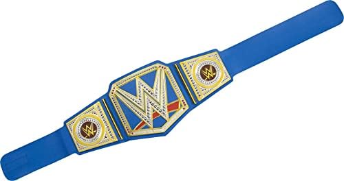 Mattel WWE Universal Championship Rap Playt Belt com placas laterais metálicas e pulseira ajustável para crianças, azul/ouro