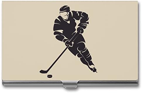 Cartum Hockey Player Business Card Card Metal Pocket Business Card Card Cartlelet para homens Mulheres