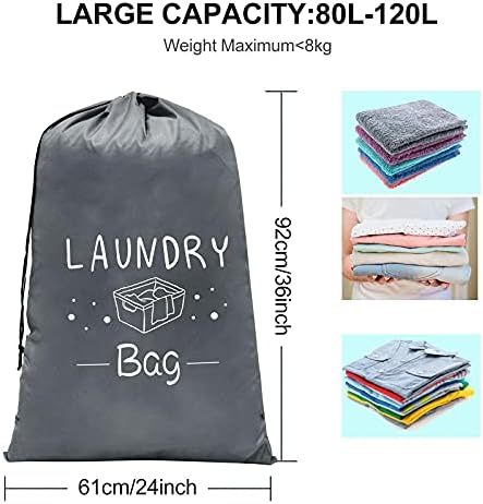 Sylfairy 2 embalam bolsa de roupa de viagem extra grande, bolsa de ombro de roupas sujas durável com estopa suja com cordão,
