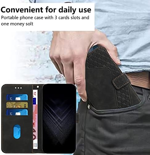 Caixa de cobertura de proteção compatível com a Samsung Galaxy A22 4G/M32 4G, capa de couro de couro PU vintage Flip Magnetic Folio