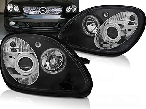 Faróis VR-1363 Luzes frontais Lâmpadas de carro Fazeto de faróis Driver e passageiros Conjunto de passageiros Angel Eyes Black