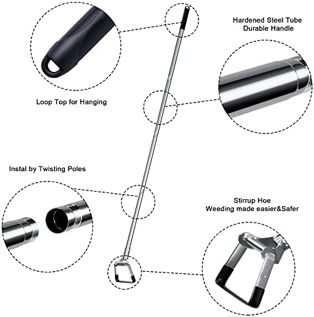 Ferramenta de jardim do namai 5ff/64 Instirrup HOE, bobinas de hula com alça com barra de hula ajustável 35-49-64 em