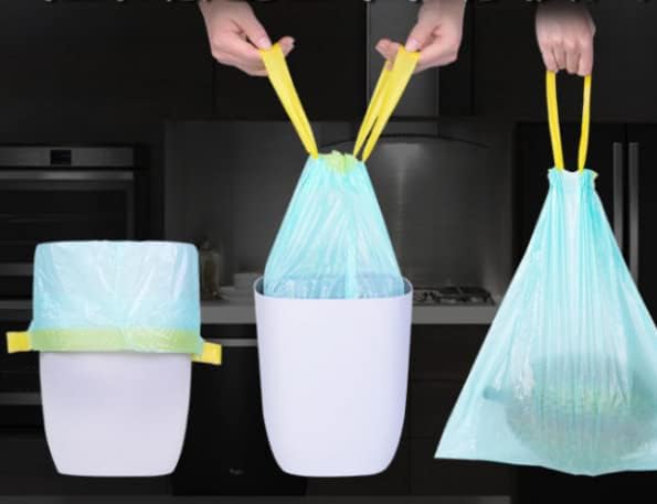Sacos de lixo espessados ​​de cordão 5 rolos/bolsa doméstica portátil grande portátil sacos de lixo descartáveis ​​por atacado