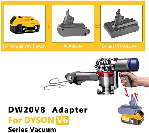 Biuonga para Dyson V6 Replacemen Adaptador de bateria para DeWalt 20V Converter para Dyson DC62 DC59 DC58 SV03 SV04 SV09