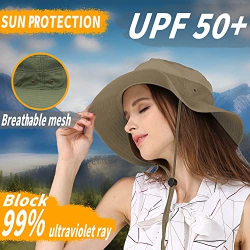 Chapéu largo de sol da borda para mulheres e homens Chapéus de caçamba de verão com proteção UV UPF 50+ para pescar chapéus de praia