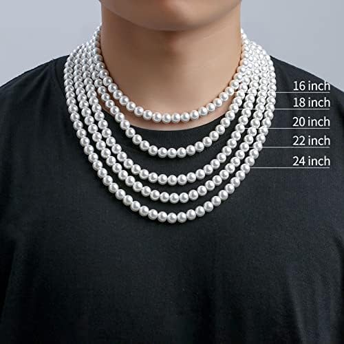 P. colar de pérolas Blake para homens 8mm White Mass Pearl Cara de Cara de Jóias da moda para homens Mulheres