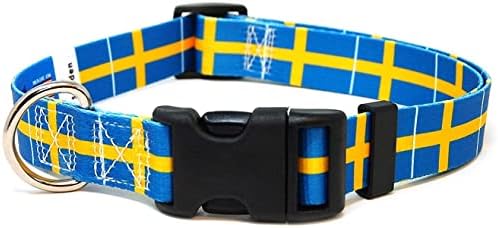 Cola de cachorro da Suécia | Bandeira da Suécia | Martingale Slip-On | Feito em NJ, EUA | Para cães médios | 1 polegada de largura