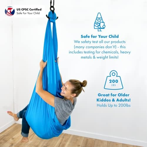 Harkla Swing sensorial - balanço interno para crianças com autismo, TDAH ou transtorno de processamento sensorial - vem com hardware classificado por escalada e tecido de nylon macio para efeito calmante, mantém até 200 lb