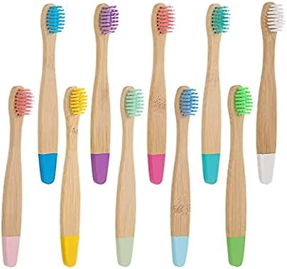 Escova de dentes de bambu, escova de dente a carvão, escovas de dentes de madeira naturais, escovas de dentes de cerdas macias para crianças 10 pcs