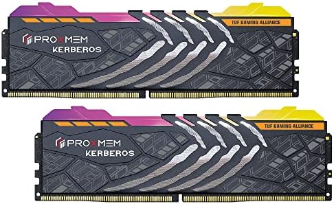 Proxmem ram kerberos tuf rgb ddr5 32gb 5600mt/s 1.35V CL28-36-36 288 Kit de memória de mesa de mesa de pinos Kit-titanium | AMD Expo | Intel XMP |