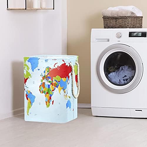 Indicultura de lavanderia cesto mapa mundial mapa colorido colapso cestas de lavanderia