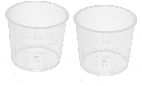 Aexit 2pcs 20ml Capacidade de bitola Laboratório de cozinha pp copo de medição cilíndrico transparente